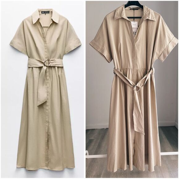 Zara Linen Blend Shirt Dress - Picture 1 of 8